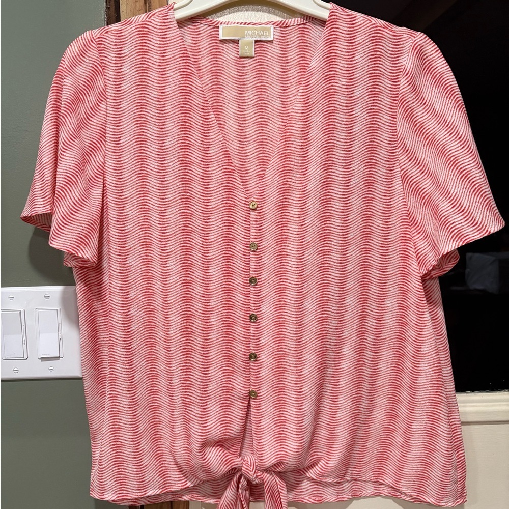 MICHAEL Michael Kors red Wave Button-Down Blouse